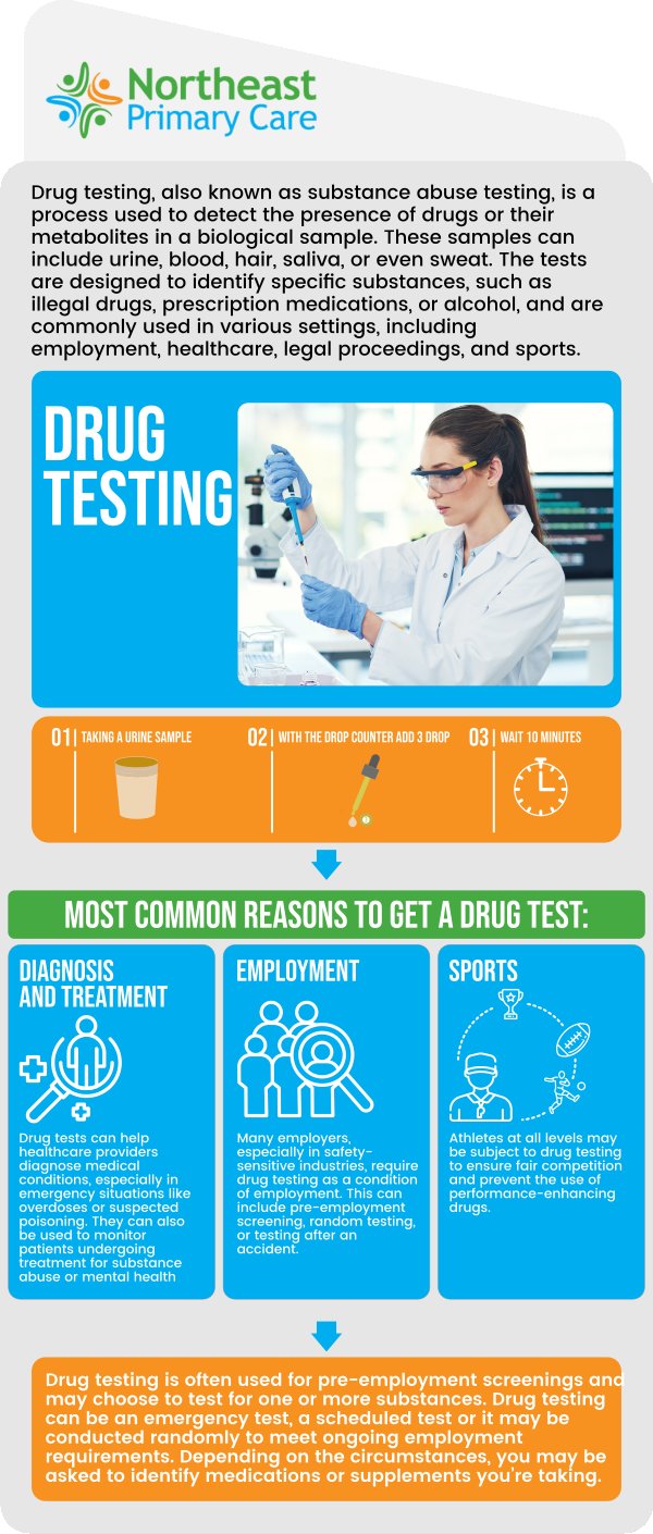At Northeast Primary Care, we offer affordable drug testing services to meet your needs, whether for employment, legal purposes, or personal reasons. We understand the importance of accurate results and timely testing, which is why we provide reliable services with clear, transparent pricing. The cost of a drug test typically ranges from $10 to $400, depending on the type of test. Our professional team ensures you receive a professional and confidential experience from start to finish, offering peace of mind as you navigate your testing requirements. For more information contact us or schedule an appointment. We are conveniently located at 150 Broadhollow Rd, Suite 120-A, Melville, NY 11747. At Northeast Primary Care, we offer affordable drug testing services to meet your needs, whether for employment, legal purposes, or personal reasons. We understand the importance of accurate results and timely testing, which is why we provide reliable services with clear, transparent pricing. The cost of a drug test typically ranges from $10 to $400, depending on the type of test. Our professional team ensures you receive a professional and confidential experience from start to finish, offering peace of mind as you navigate your testing requirements. For more information contact us or schedule an appointment. We are conveniently located at 150 Broadhollow Rd, Suite 120-A, Melville, NY 11747.